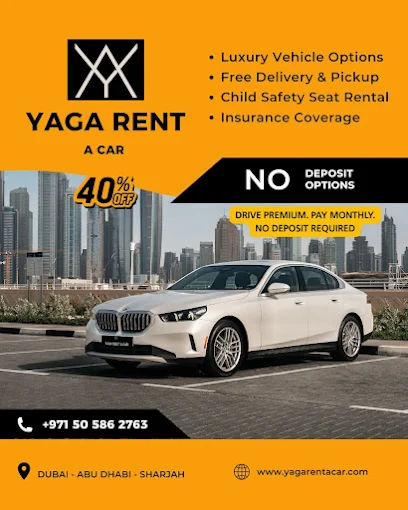 Luxury white sedan car available for rent in Dubai with city skyline background.